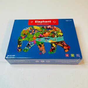 Elephant Shaped Puzzle 200 Pcs Forest World Colorful Animal Design
